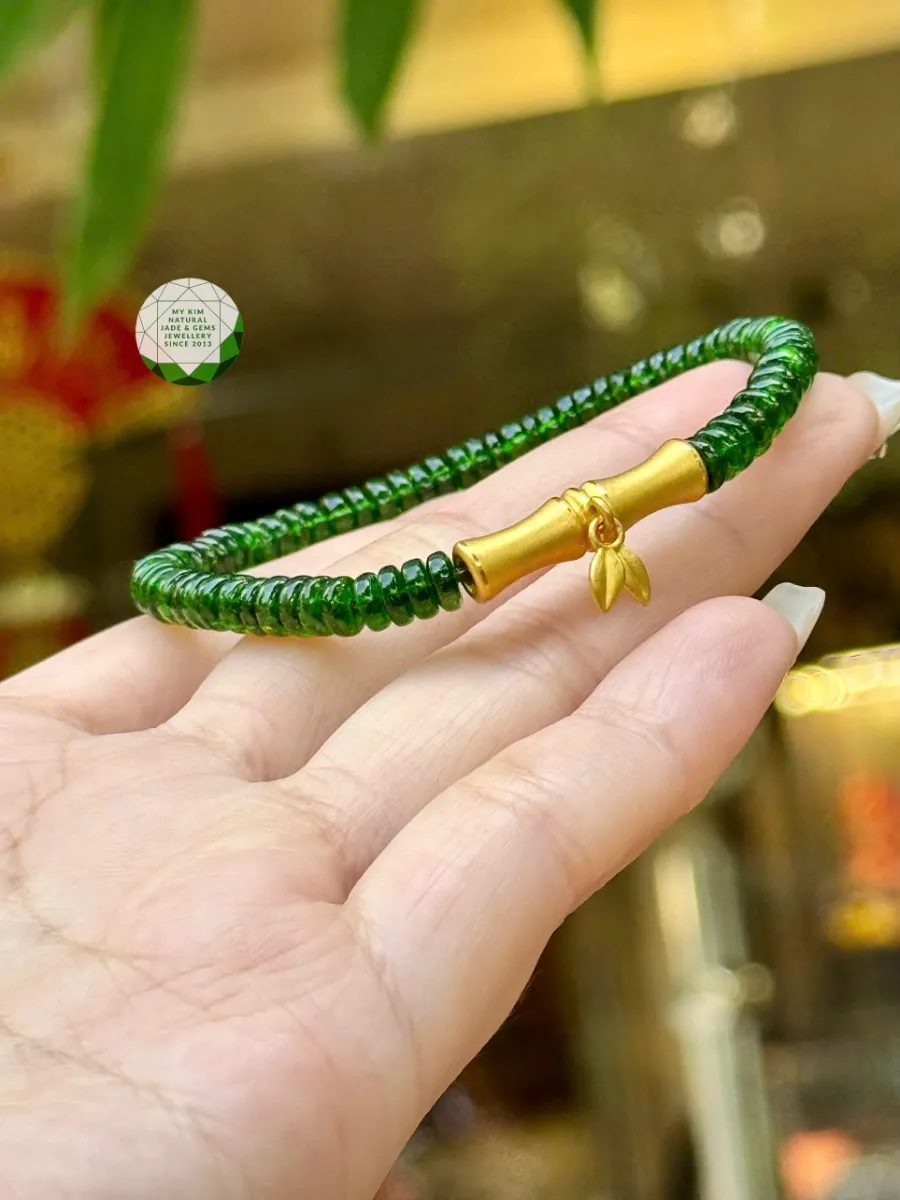 🌿 VÒNG DIOPSIDE CHARM TRÚC VÀNG - TÀI LỘC HANH 
