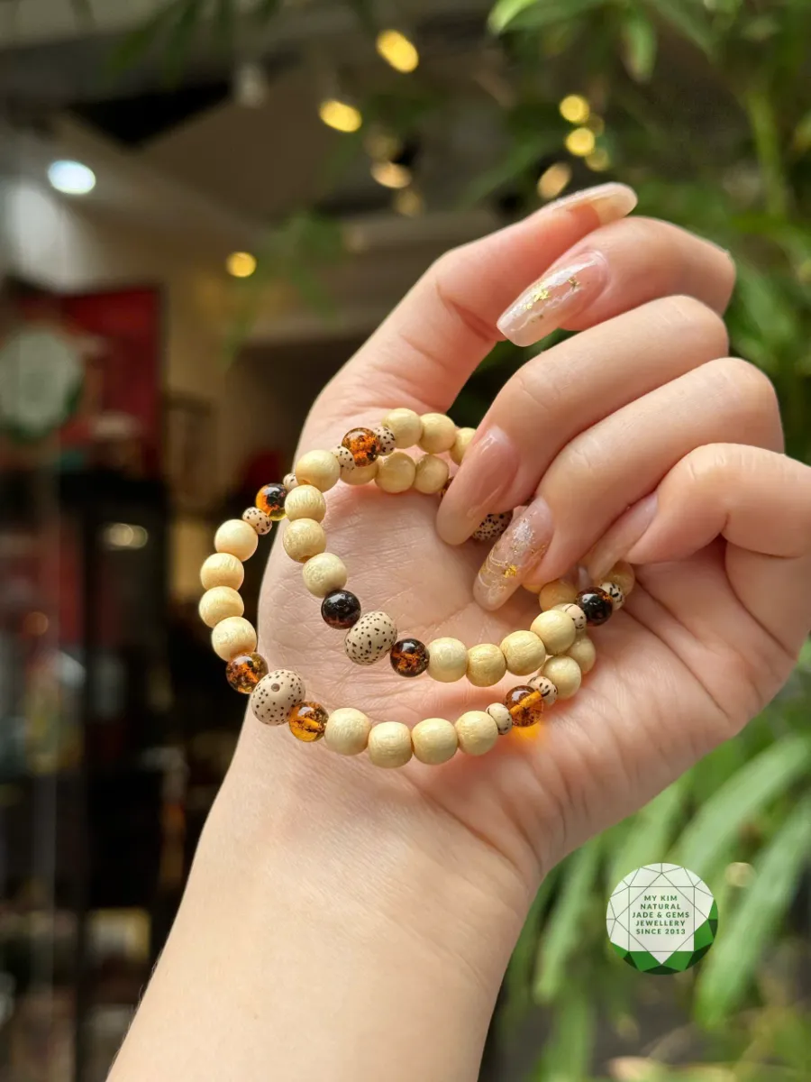 🌿 VÒNG GỖ DÂU TẰM MIX BỒ ĐỀ & HỔ PHÁCH – LỜI CHÚC BÌNH AN CHO BÉ 🌿