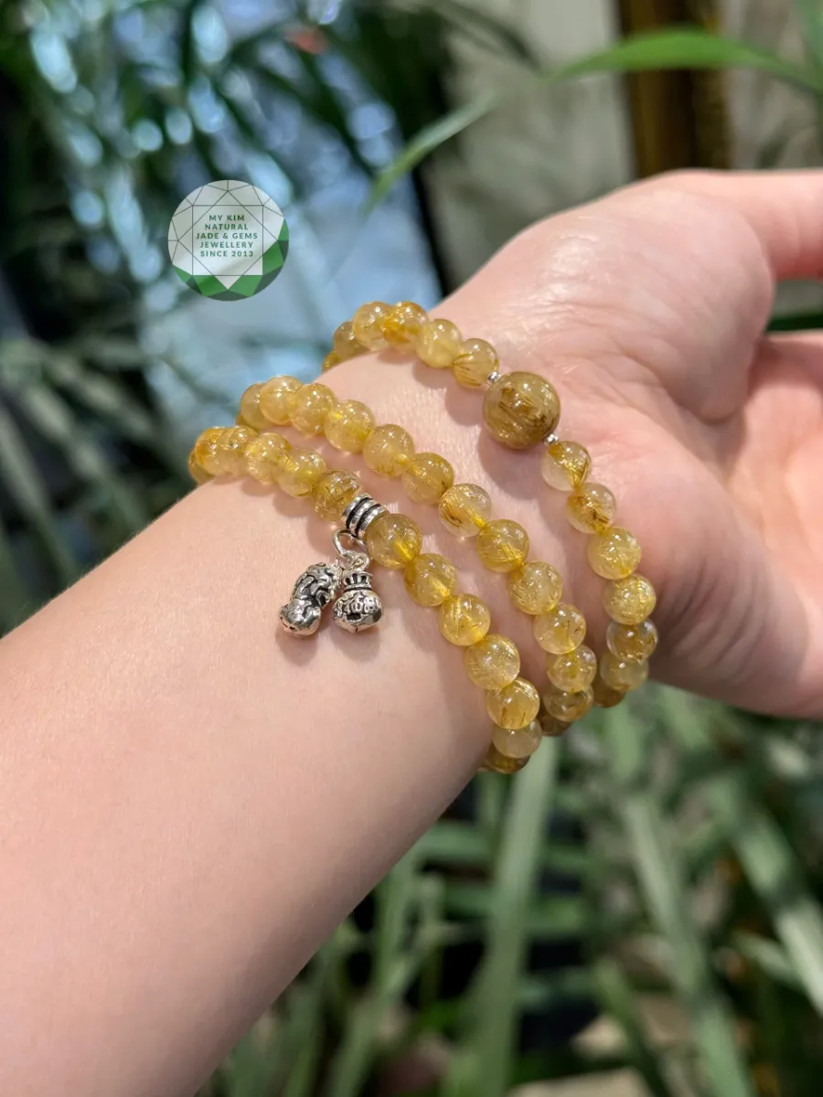 Vòng Thạch Anh Tóc Vàng Mix Bạc – Trang Sức Thanh Lịch, Ý Nghĩa Phong Thủy tại Mỹ Kim Jade & Gems