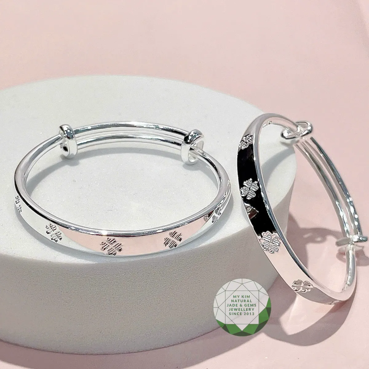 ✨ LẮC TAY BẠC CHO BÉ – HỌA TIẾT CỎ BỐN LÁ ✨