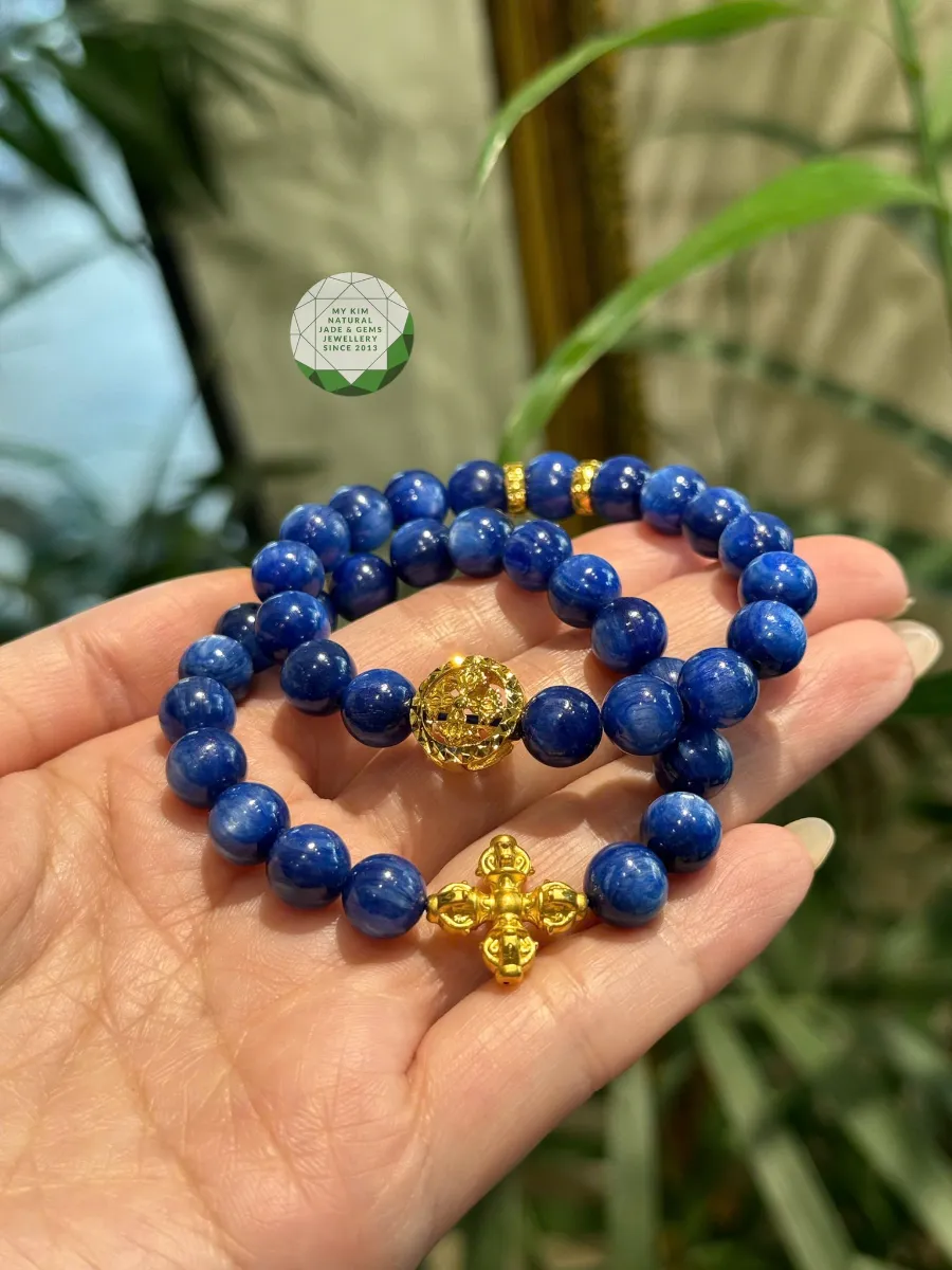 Vòng Đá Kyanit mix Charm Vàng