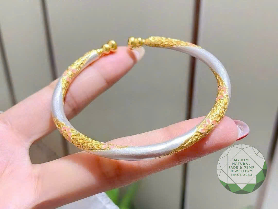 Kiềng Tay Bạc Cao Cấp Cho Nữ - Điêu Khắc Hoa Mai