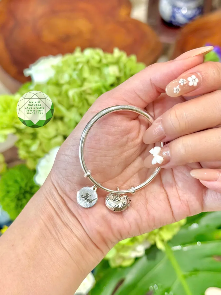 Lắc Tay Bạc Cho Bé - Charm Tên Theo Yêu Cầu