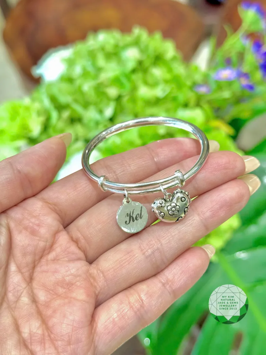 Lắc Tay Bạc Cho Bé - Charm Tên Theo Yêu Cầu