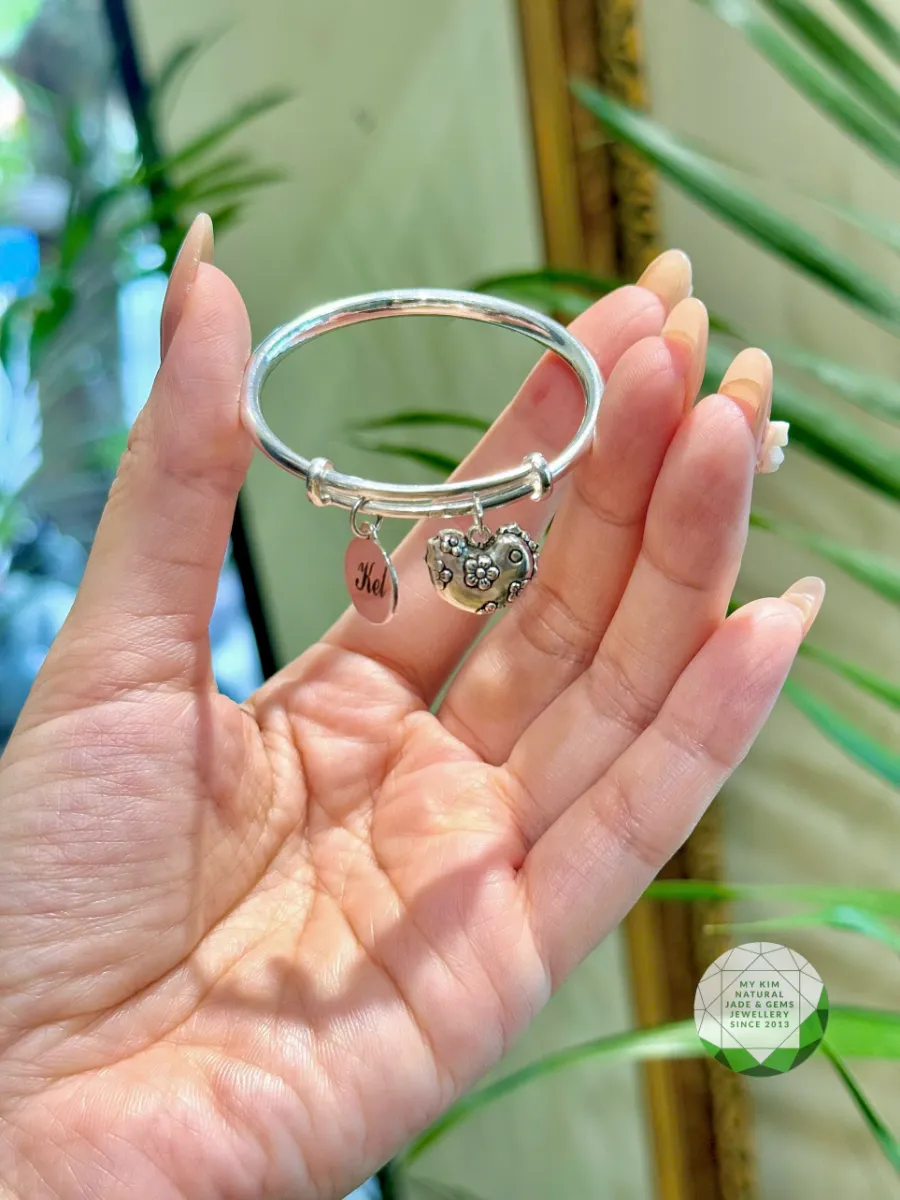 Lắc Tay Bạc Cho Bé - Charm Tên Theo Yêu Cầu