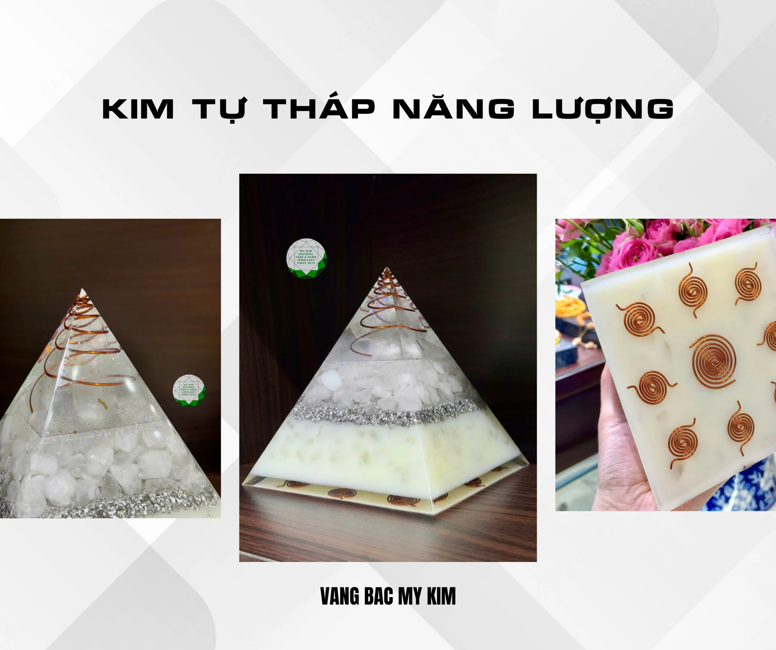 🌟 Tháp Năng Lượng Màu Trắng  Biểu Tượng Thanh Khiết Cho Mệnh Thủy & Kim