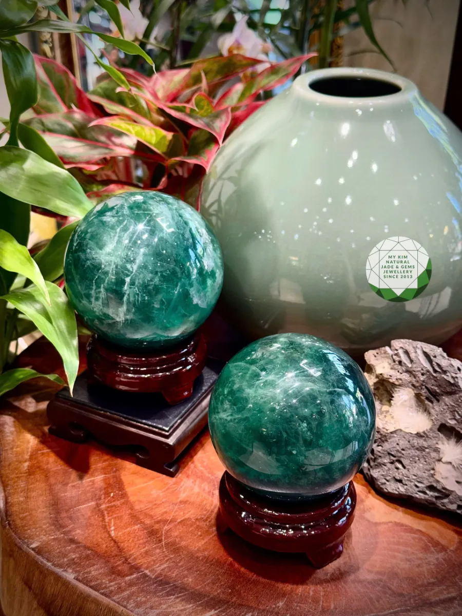 Quả Cầu Thạch Anh Xanh Fluorite 💚