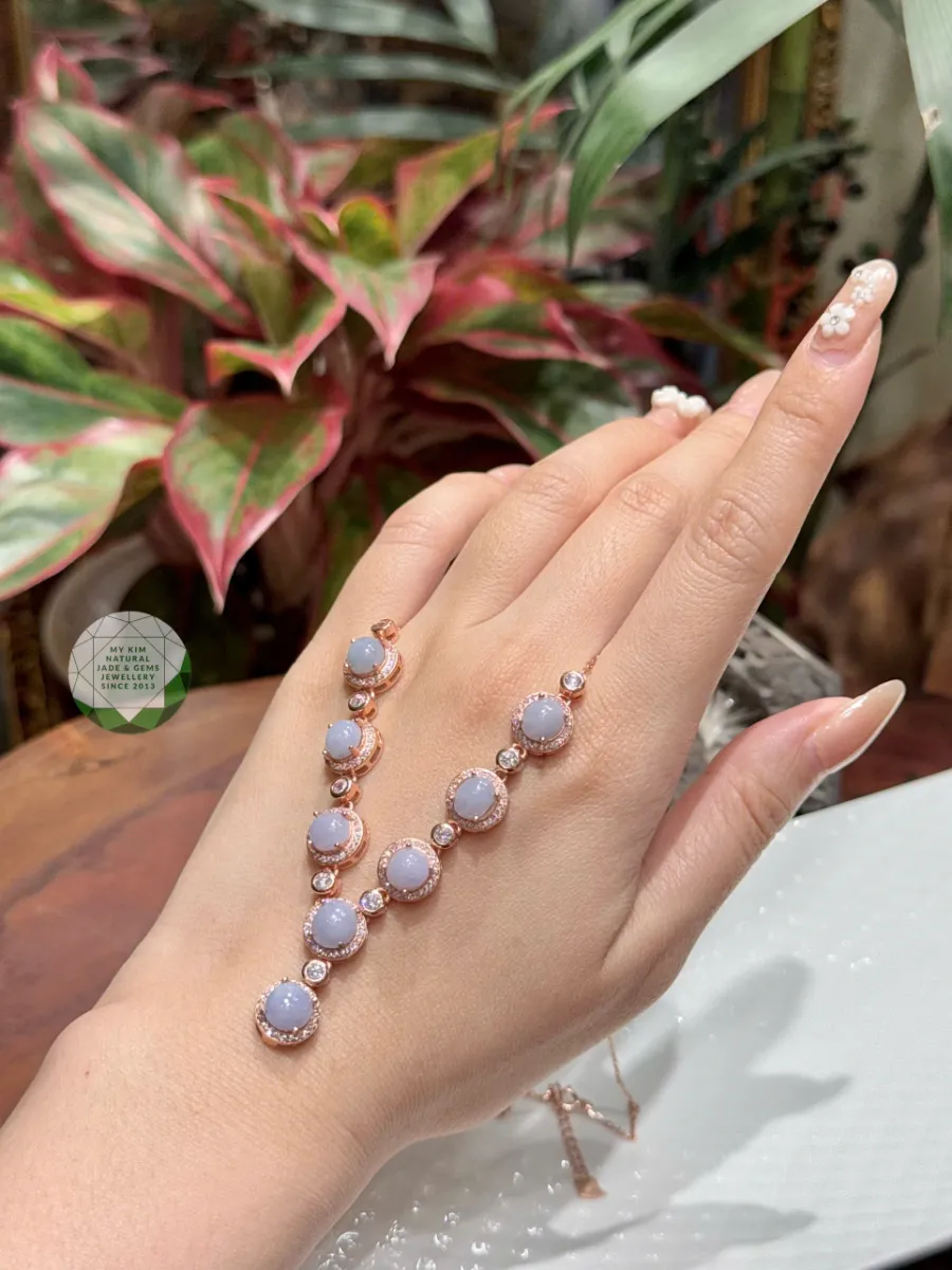 Dây chuyền Ngọc Phỉ Thúy Tử La Lan Vip - bạc si vàng hồng liền mặt