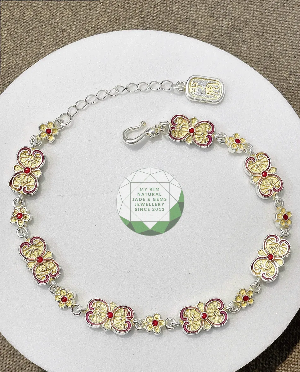 BST Lắc Tay Bạc Cao Cấp Cho Nữ - Hoa Văn Cổ Điển