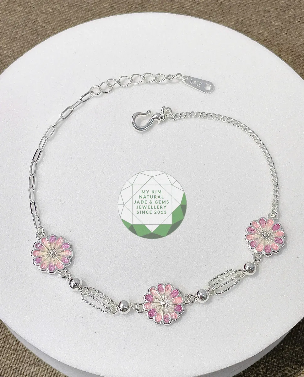 BST Lắc Tay Bạc Cao Cấp Cho Nữ - Hoa Văn Cổ Điển