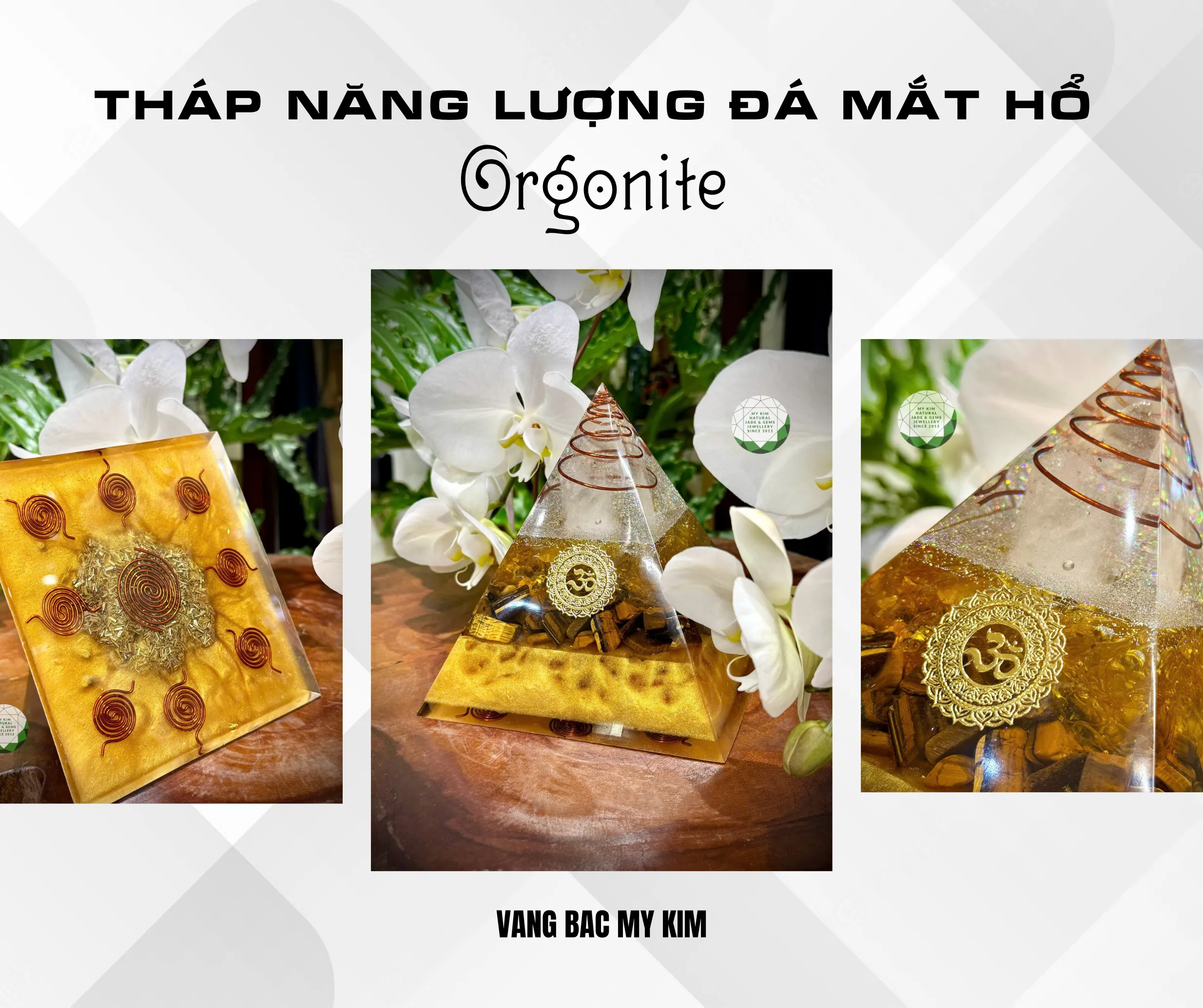 Tháp Năng Lượng Orgonite Đá Mắt Hổ