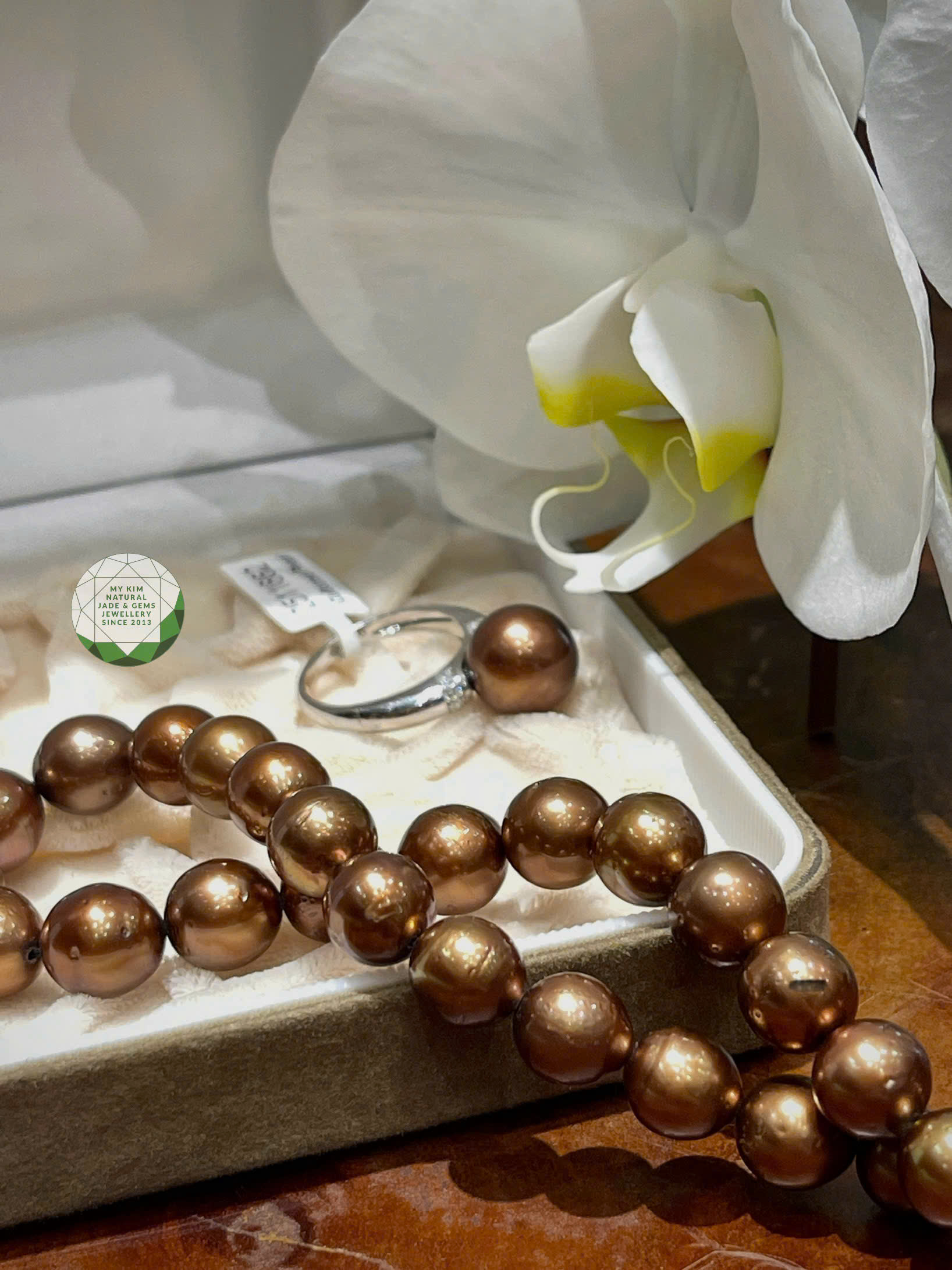 💫 Set Ngọc Trai Mặn Tahiti- Màu Nâu Socola – Sắc Trầm Sang Trọng Theo Thời Gian