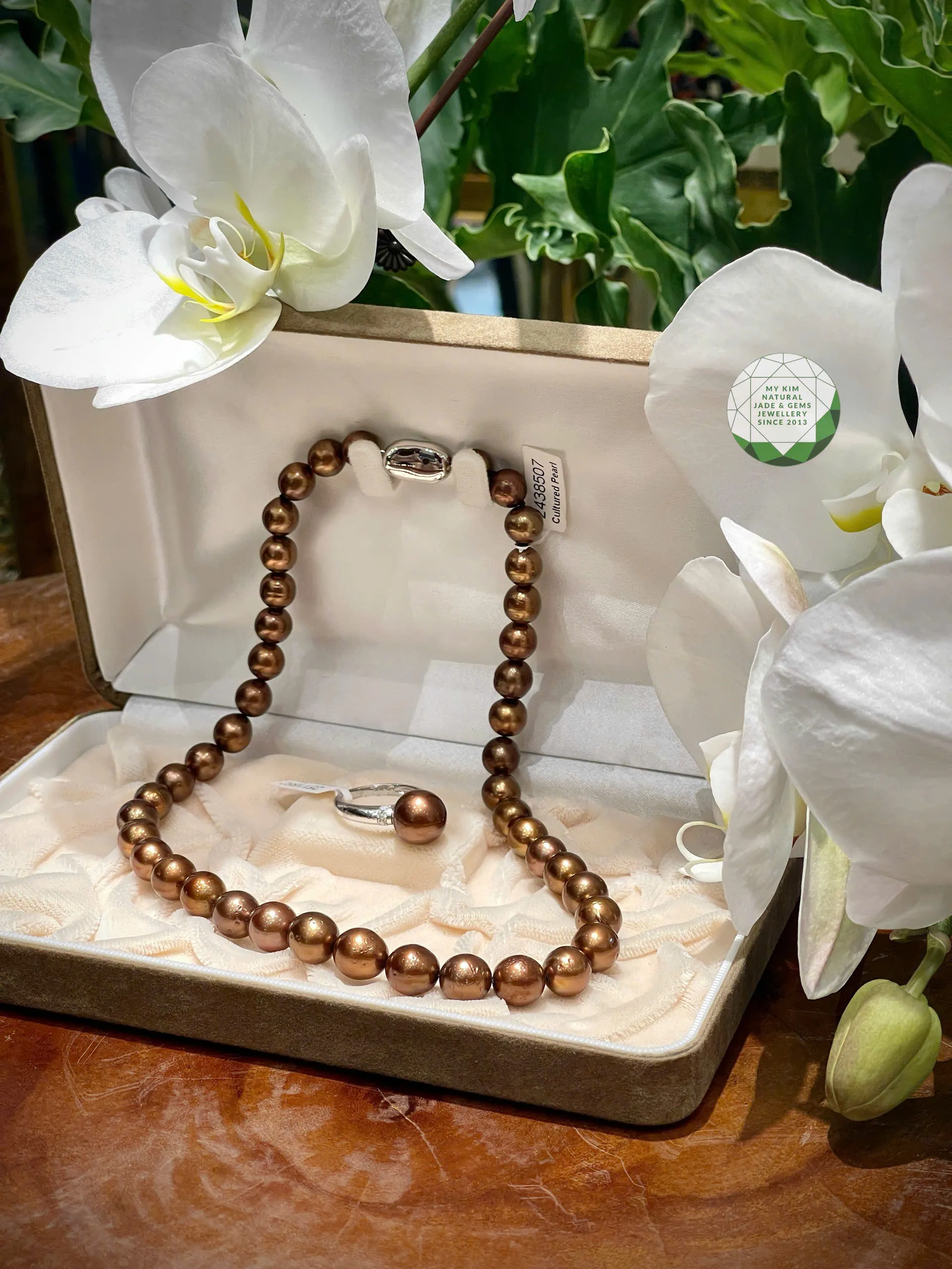 💫 Set Ngọc Trai Mặn Tahiti- Màu Nâu Socola – Sắc Trầm Sang Trọng Theo Thời Gian