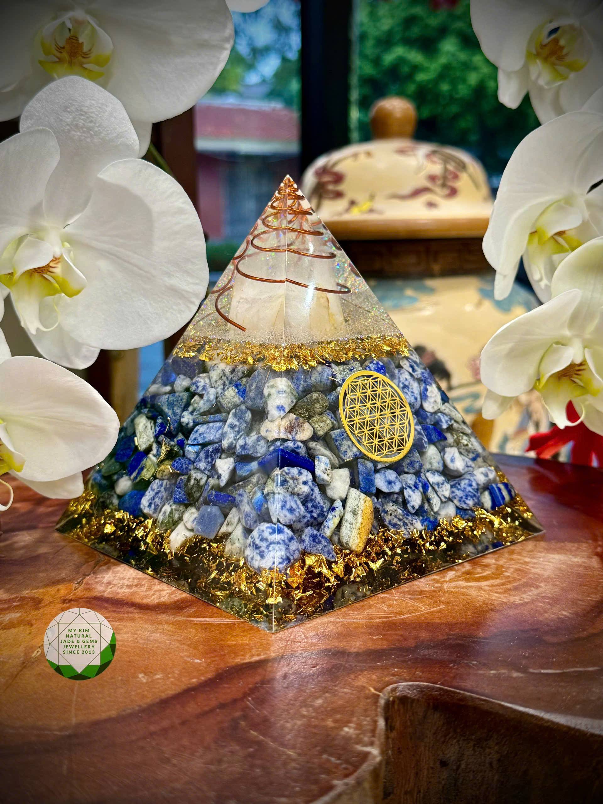 Tháp Năng Lượng Orgonite đá Lapis Lazuli