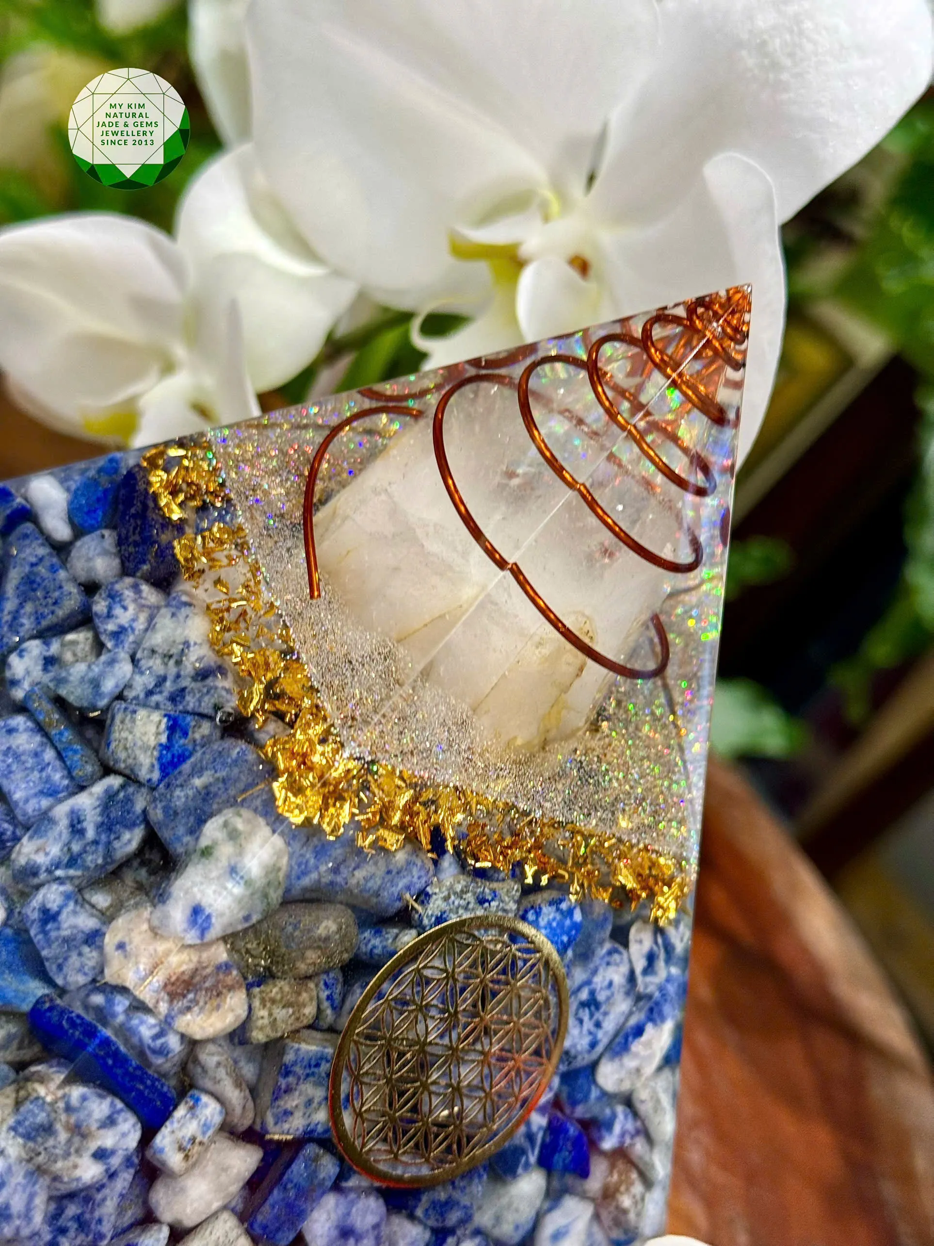 Tháp Năng Lượng Orgonite đá Lapis Lazuli