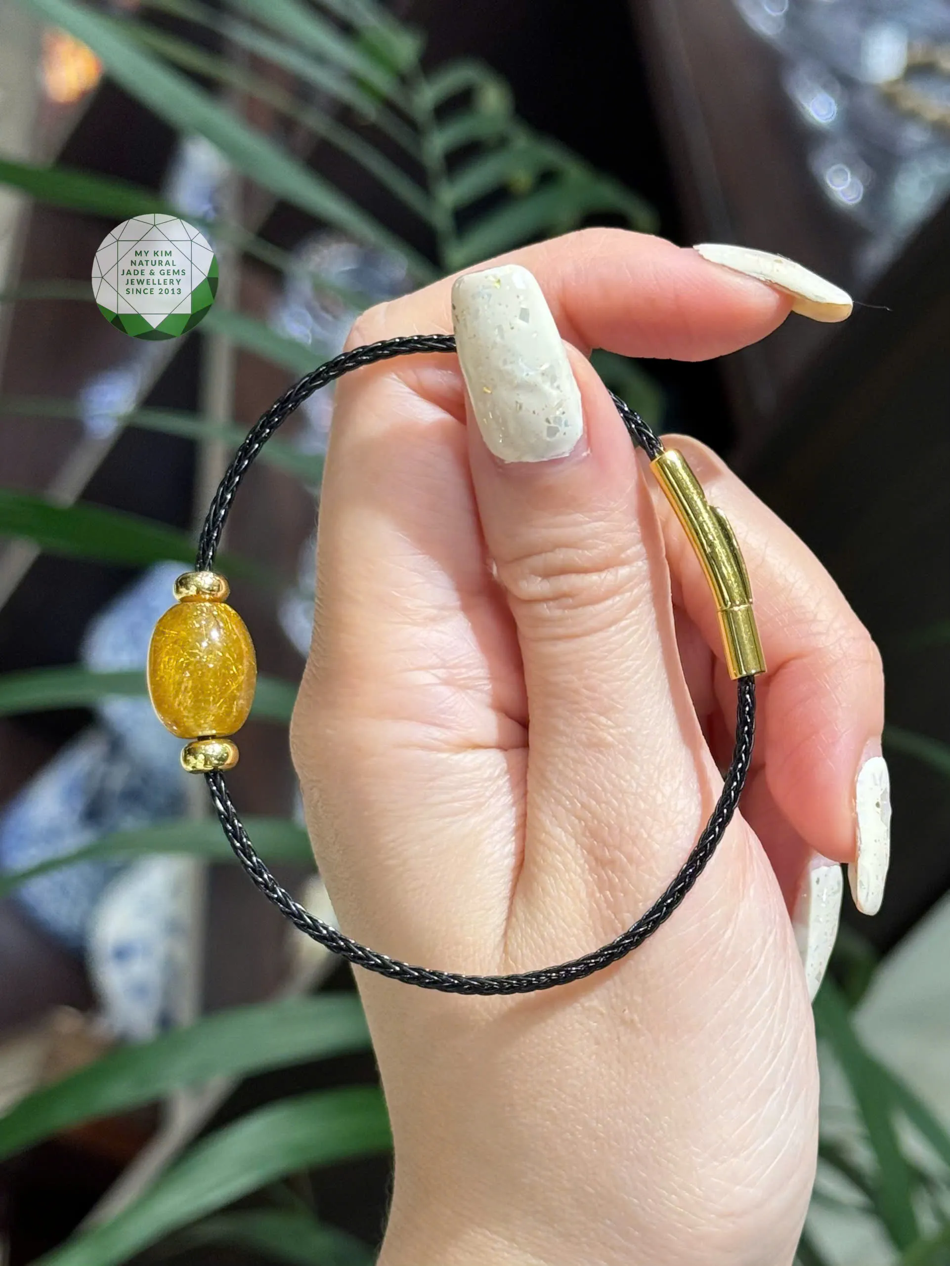 BST Dây Cáp Mix Charm Thạch Anh Tóc Vàng – Nét Ánh Kim Trầm Ấm Cho Phong Cách Thanh Lịch Hiện Đại