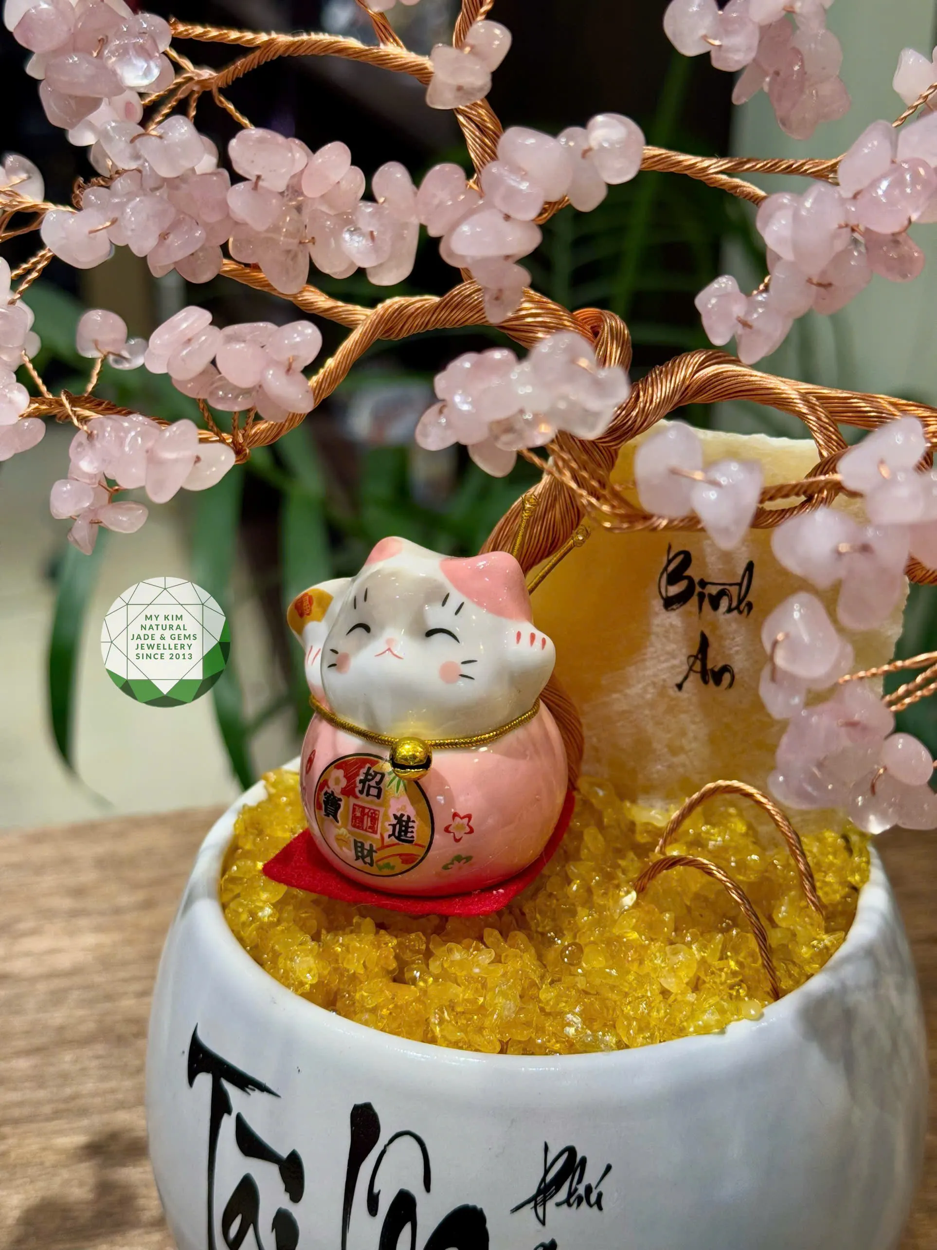 🌳💗 Cây Bonsai Thạch Anh Hồng Đá Tự Nhiên – Sắc Dịu Yêu Thương & Sự Cân Bằng Mềm Mại