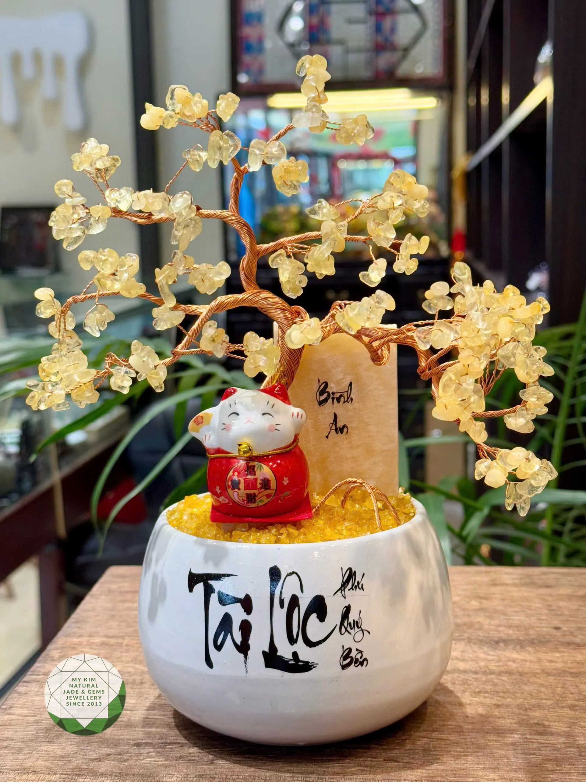 🌳💛 Cây Bonsai Thạch Anh Vàng Đá Tự Nhiên – Ánh Sáng Ấm & Nét Đẹp Sung Túc