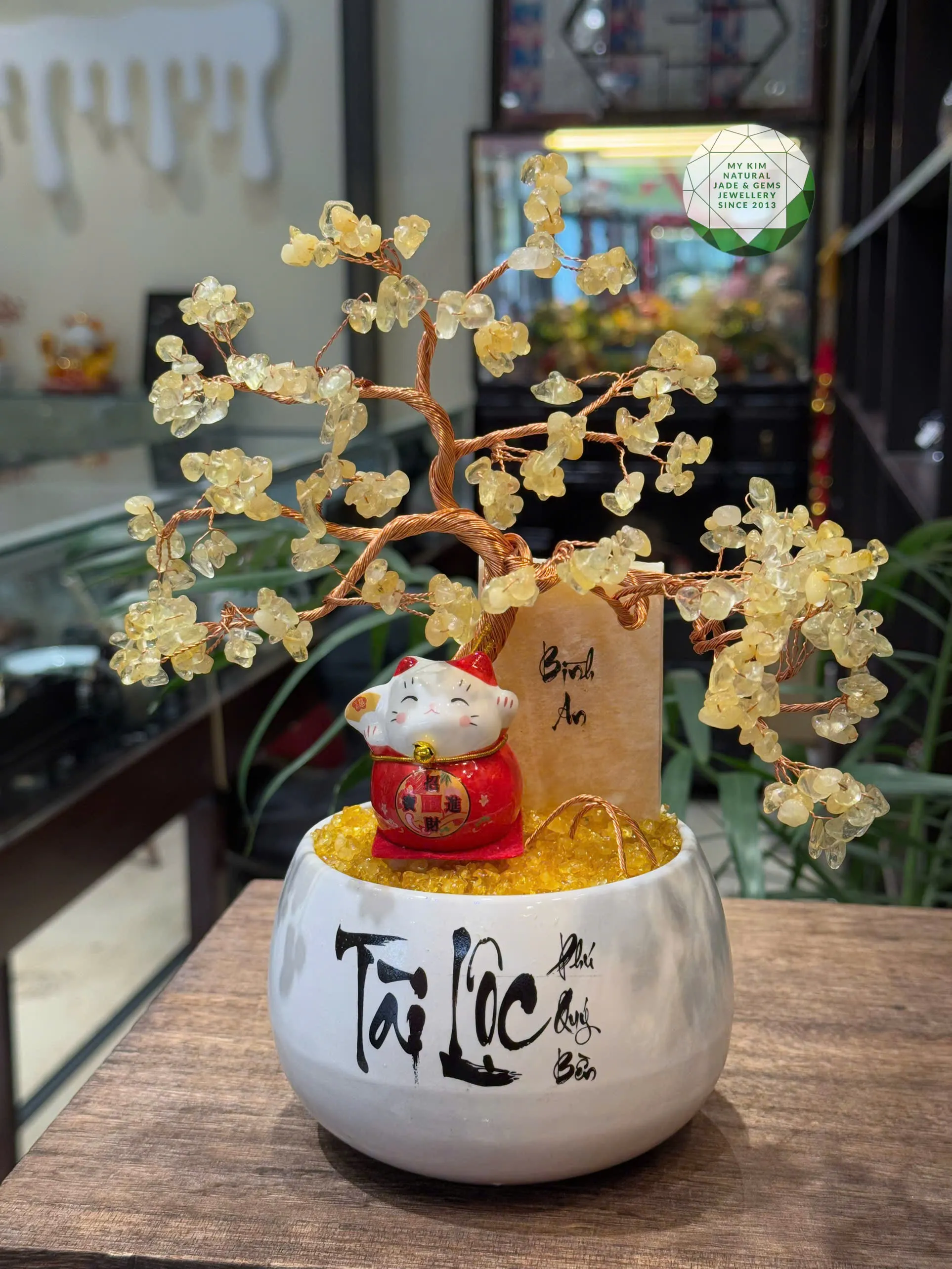 🌳💛 Cây Bonsai Thạch Anh Vàng Đá Tự Nhiên – Ánh Sáng Ấm & Nét Đẹp Sung Túc