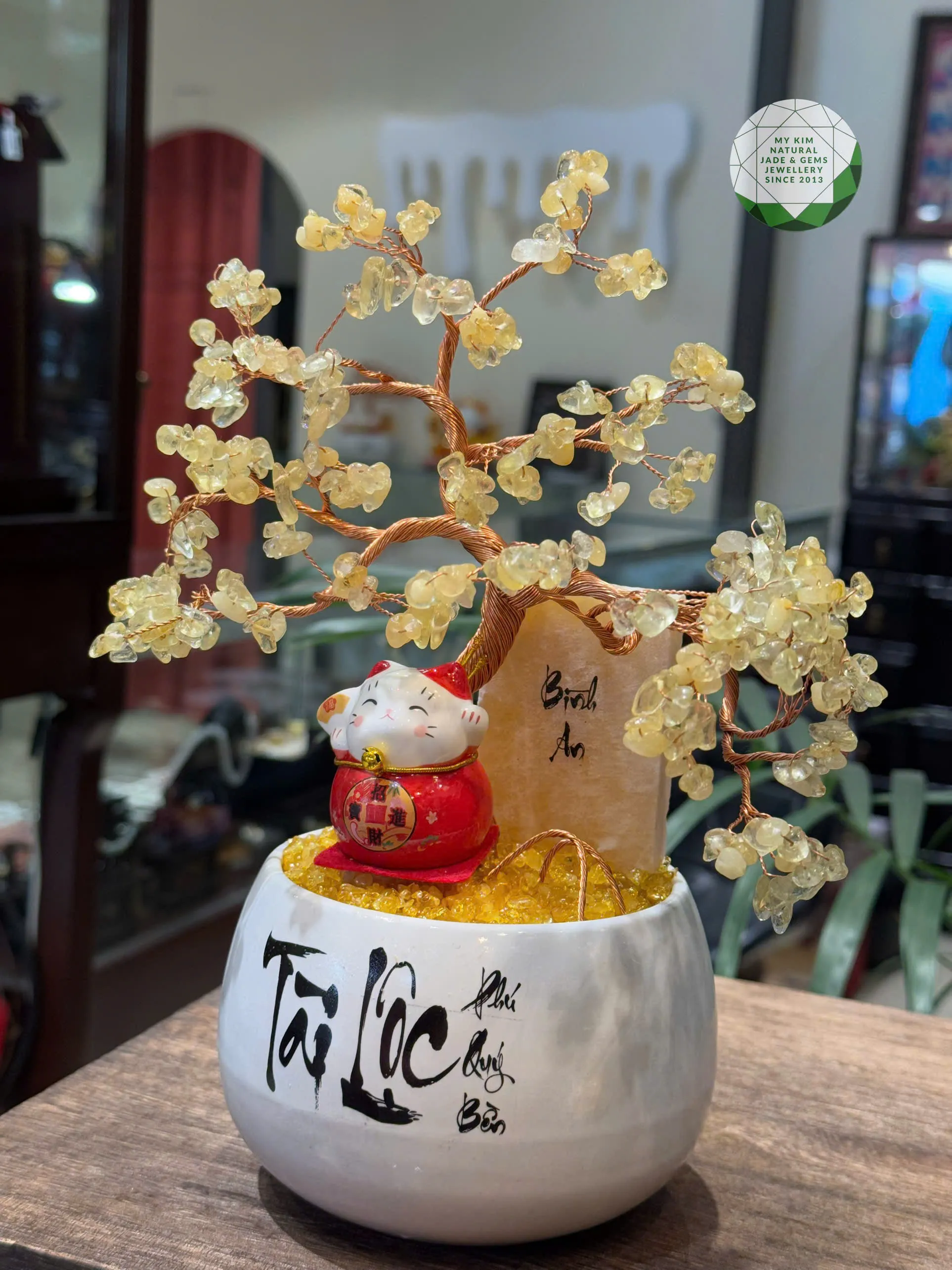 🌳💛 Cây Bonsai Thạch Anh Vàng Đá Tự Nhiên – Ánh Sáng Ấm & Nét Đẹp Sung Túc