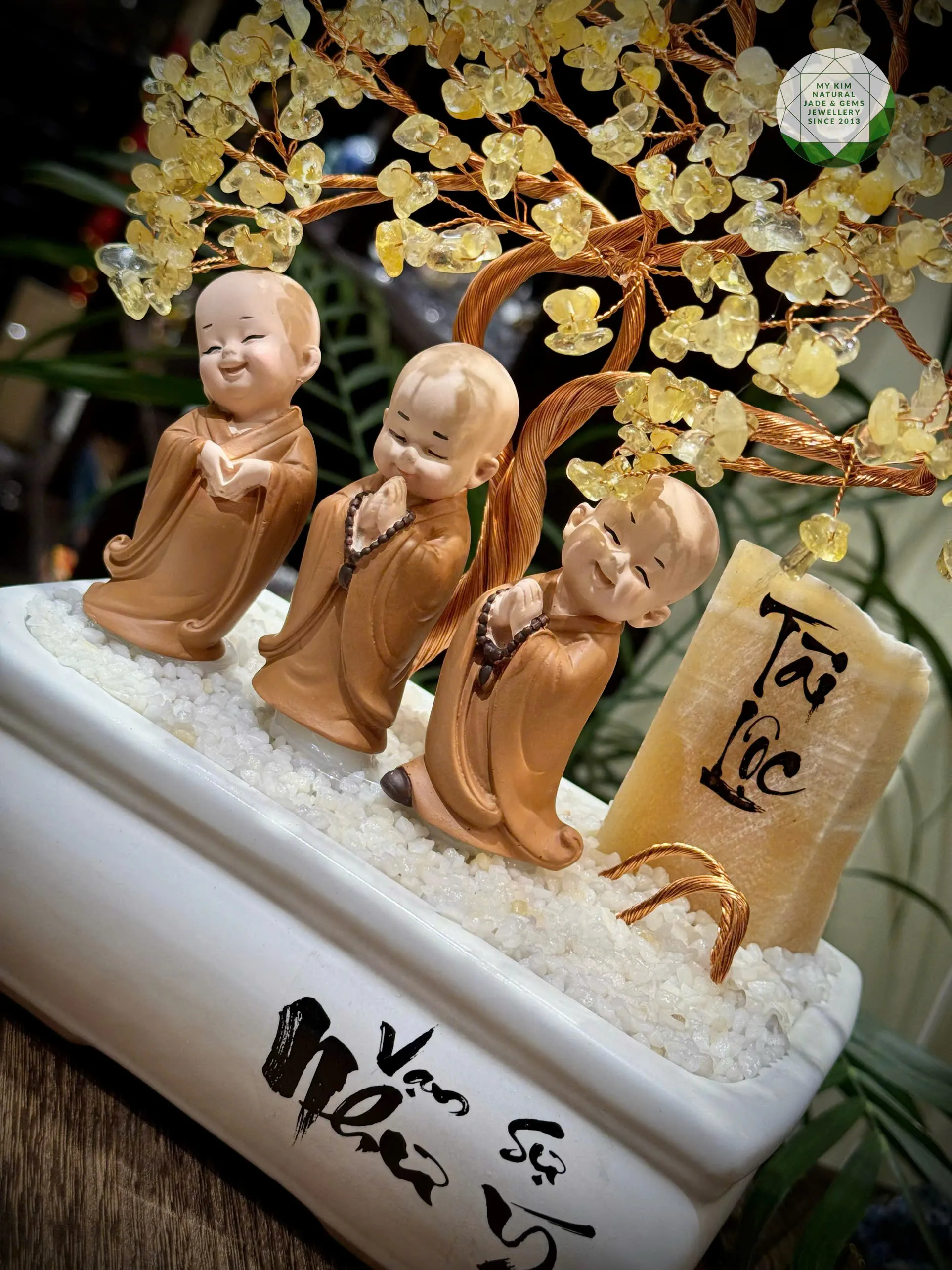 🌳 Cây Bonsai Thạch Anh Vàng Đá Tự Nhiên – Dáng Cây An Nhiên, Góc Nhỏ Bình Lặng