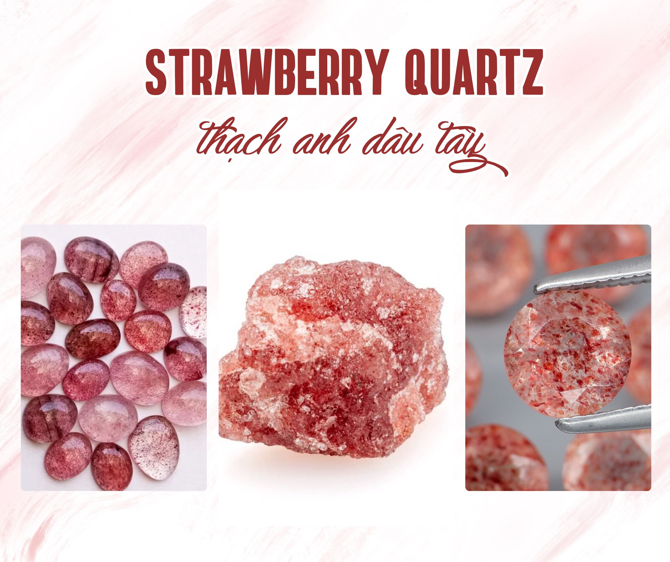 ✨ Thạch Anh Dâu Tây 🍓 Strawberry Quartz ✨  Khi yêu thương nhẹ nhàng, khi bình yên tỏa sáng.  Bạn đã sẵn sàng đón nhận năng lượng từ đá chưa?