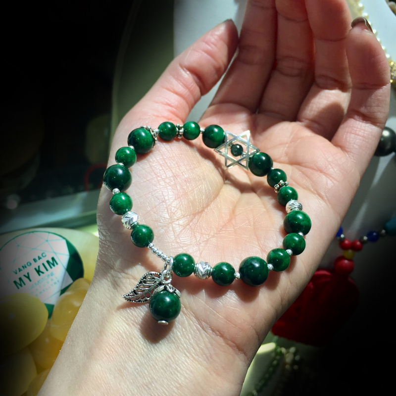 💚 Vòng Đá Sơn Thủy Xanh – Mix Charm Bạc Ngôi Sao | Gợi Nhắc Sự Tĩnh Lặng – Kết Nối Nội Tâm