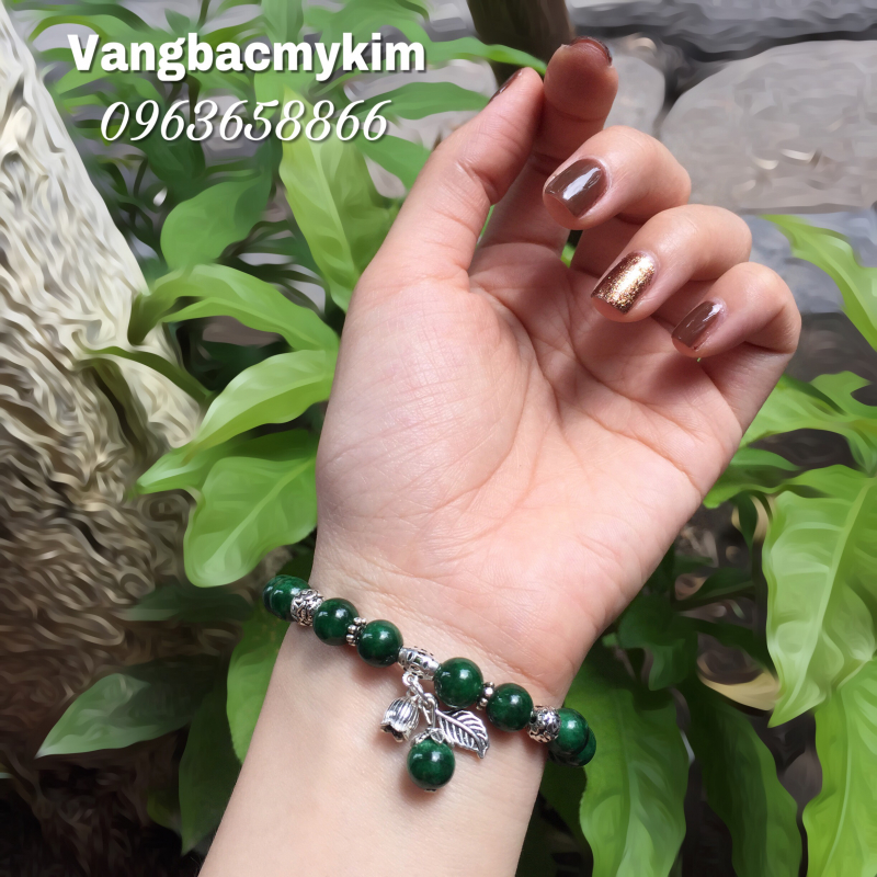 🌿 Vòng Tay Đá Sơn Thủy 8mm – Mix Charm Bạc 925 | Cân Bằng Cảm Xúc
