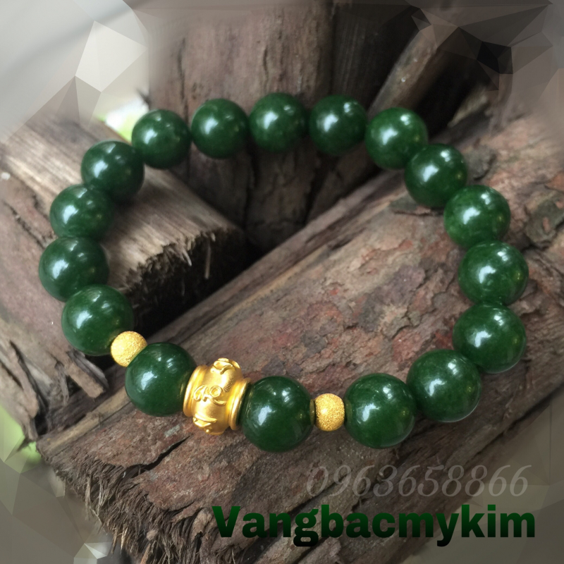 Vòng Thạch anh xanh mix Vàng 24k Ummani