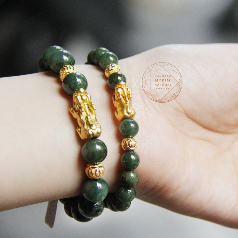 Vòng đá Cẩm thạch mix Bạc mạ vàng