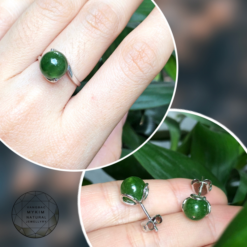 Set bộ Thạch anh xanh Bạc si vàng trắng 18k