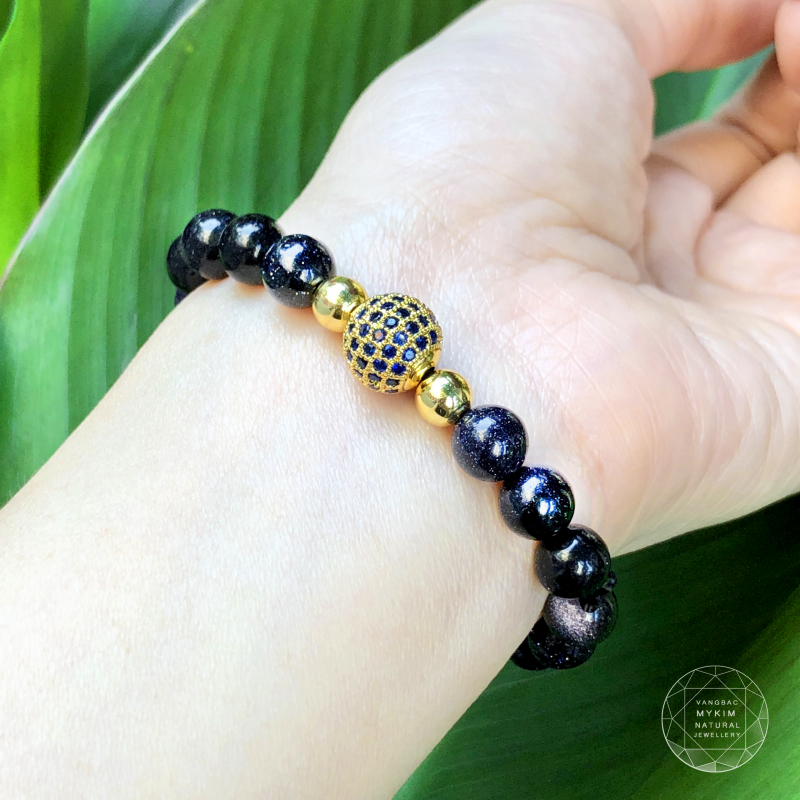 Vòng đá Kim sa PK Bạc si vàng mang may mắn