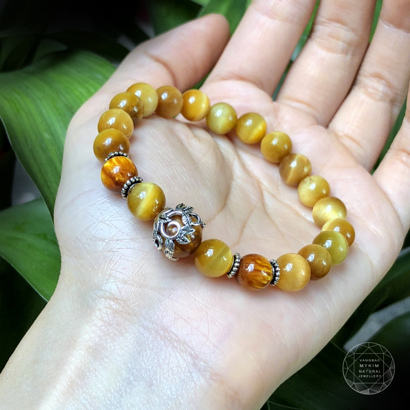 Vòng Đá Mắt Hổ Vàng - Mix Bạc 925