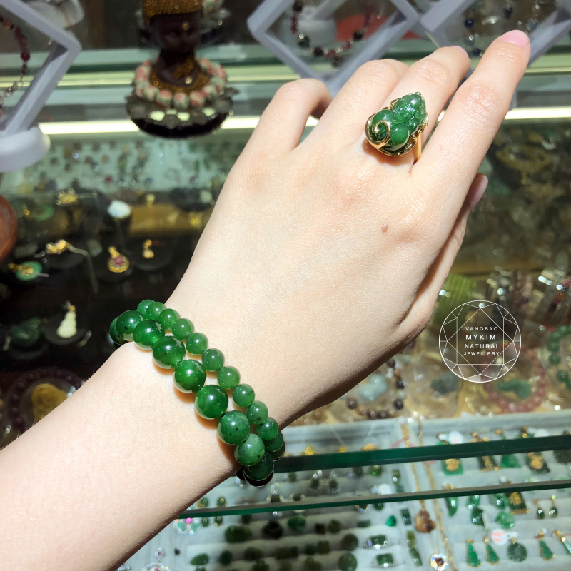 💍 Nhẫn Tỳ Hưu Ngọc Bích Nephrite • Bọc Vàng 10k - 14k - 18k • Phong Thủy Tài Lộc