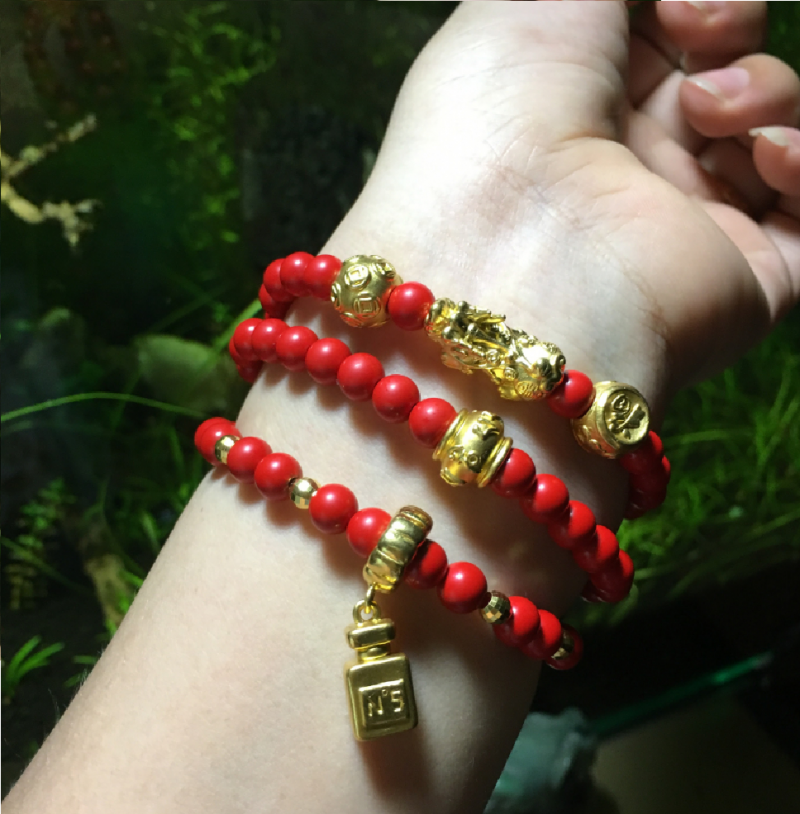 Vòng tay chusa mix charm vàng 24k