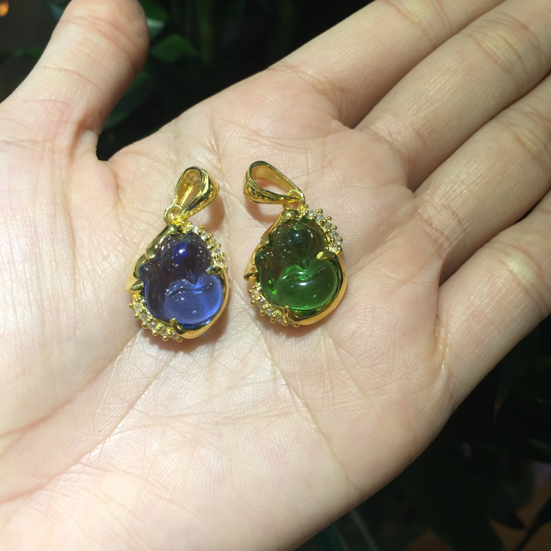 Mặt dây Hồ ly thạch anh bọc bạc si vàng