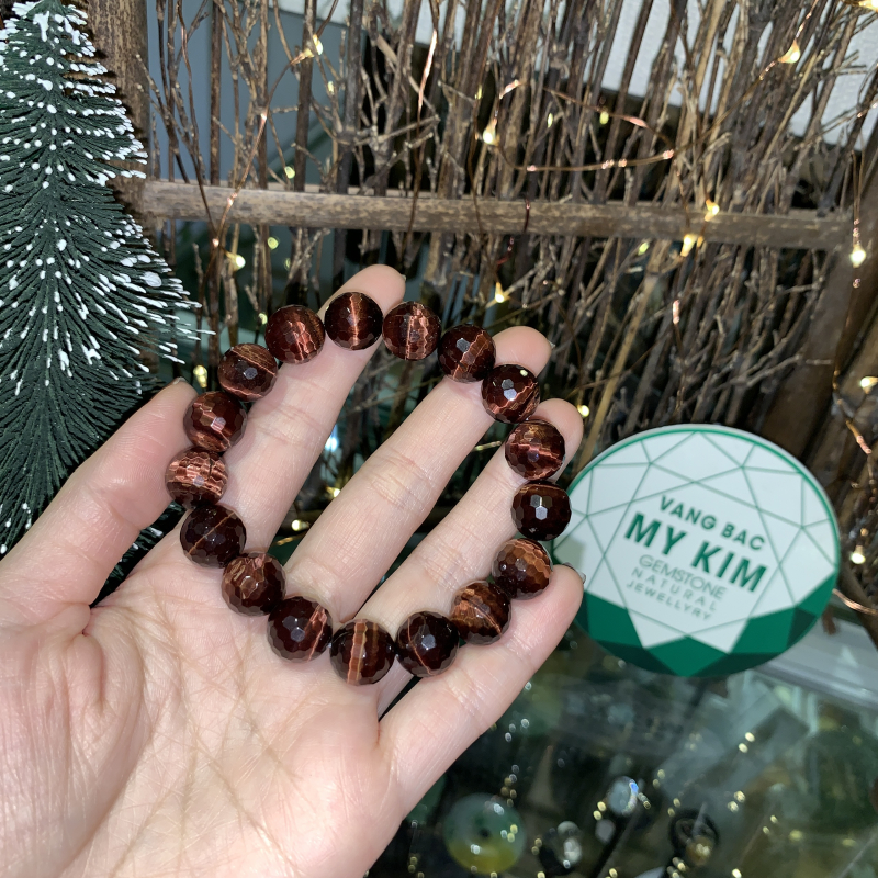 Vòng trơn đá Mắt hổ nâu phay