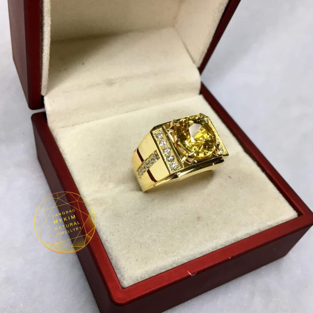 Nhẫn nam thạch anh vàng vip bọc vàng tây