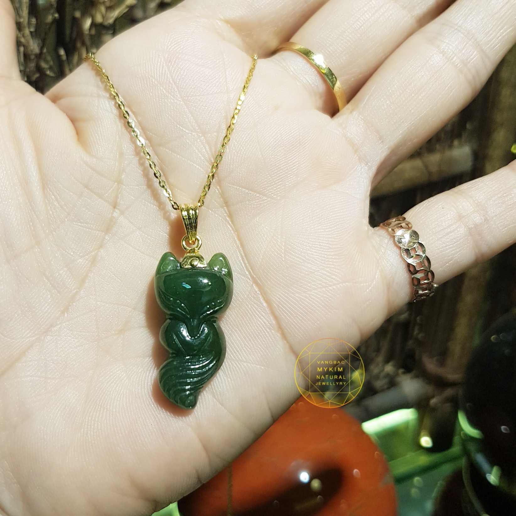 🦊 Mặt Hồ Ly Ngọc Bích Canada - Bọc Cuống Vàng Tây 14k/18k • Phong Thủy Tài Lộc & Tình Duyên