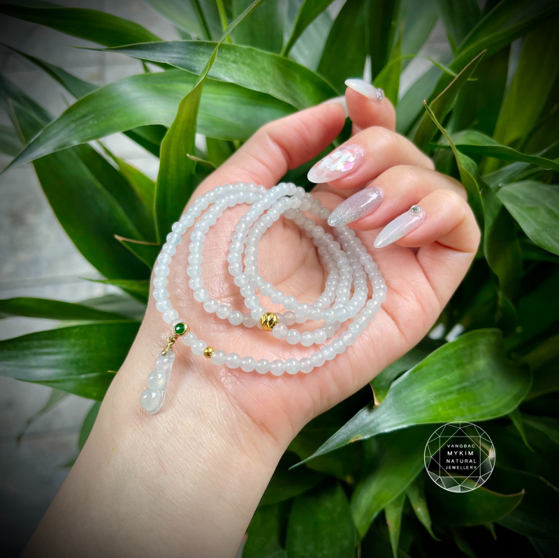Set vòng cuốn Ngọc Phỉ Thúy băng đậu mix vàng 