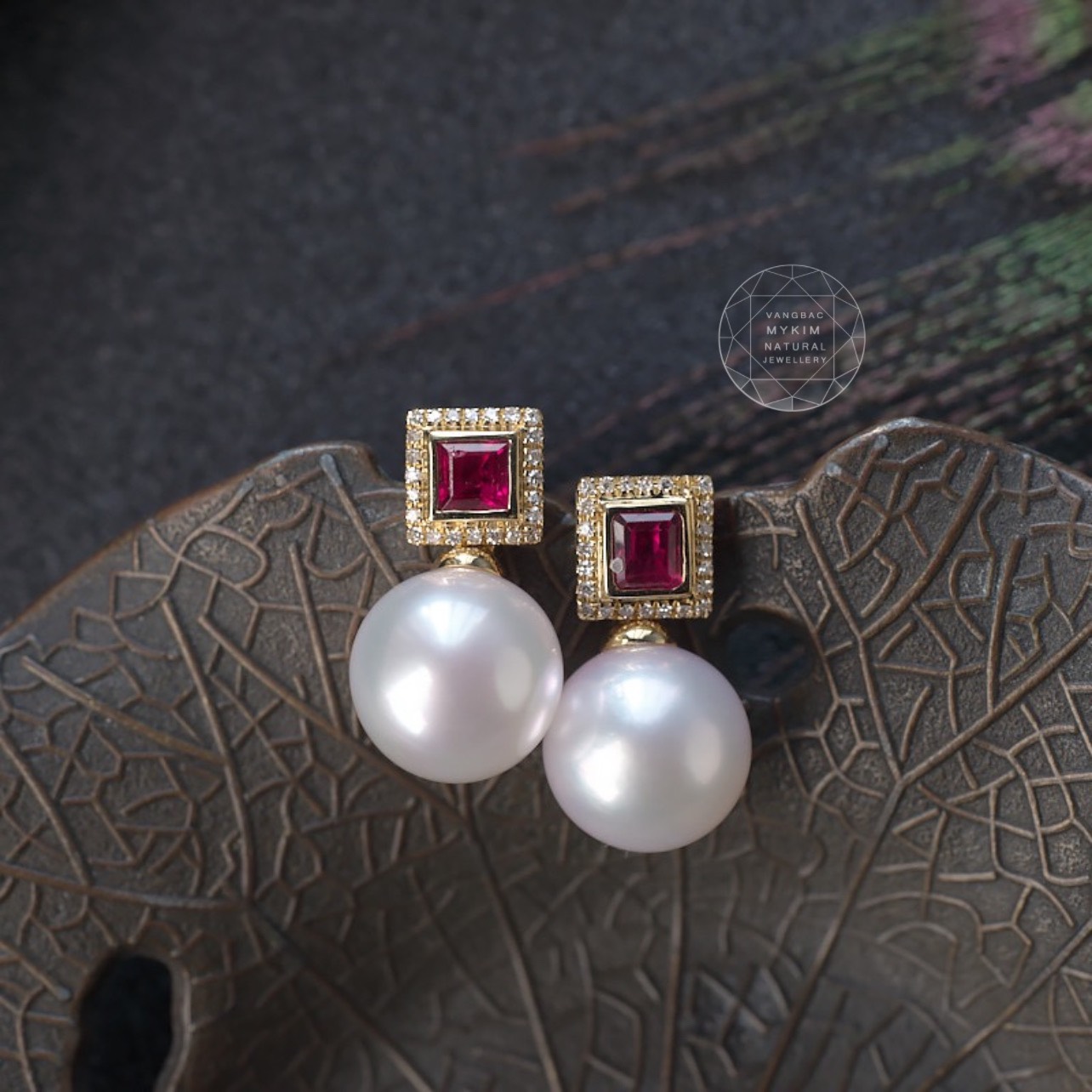 Bông tai Ngọc Trai đính đá Vàng 10k - 14k