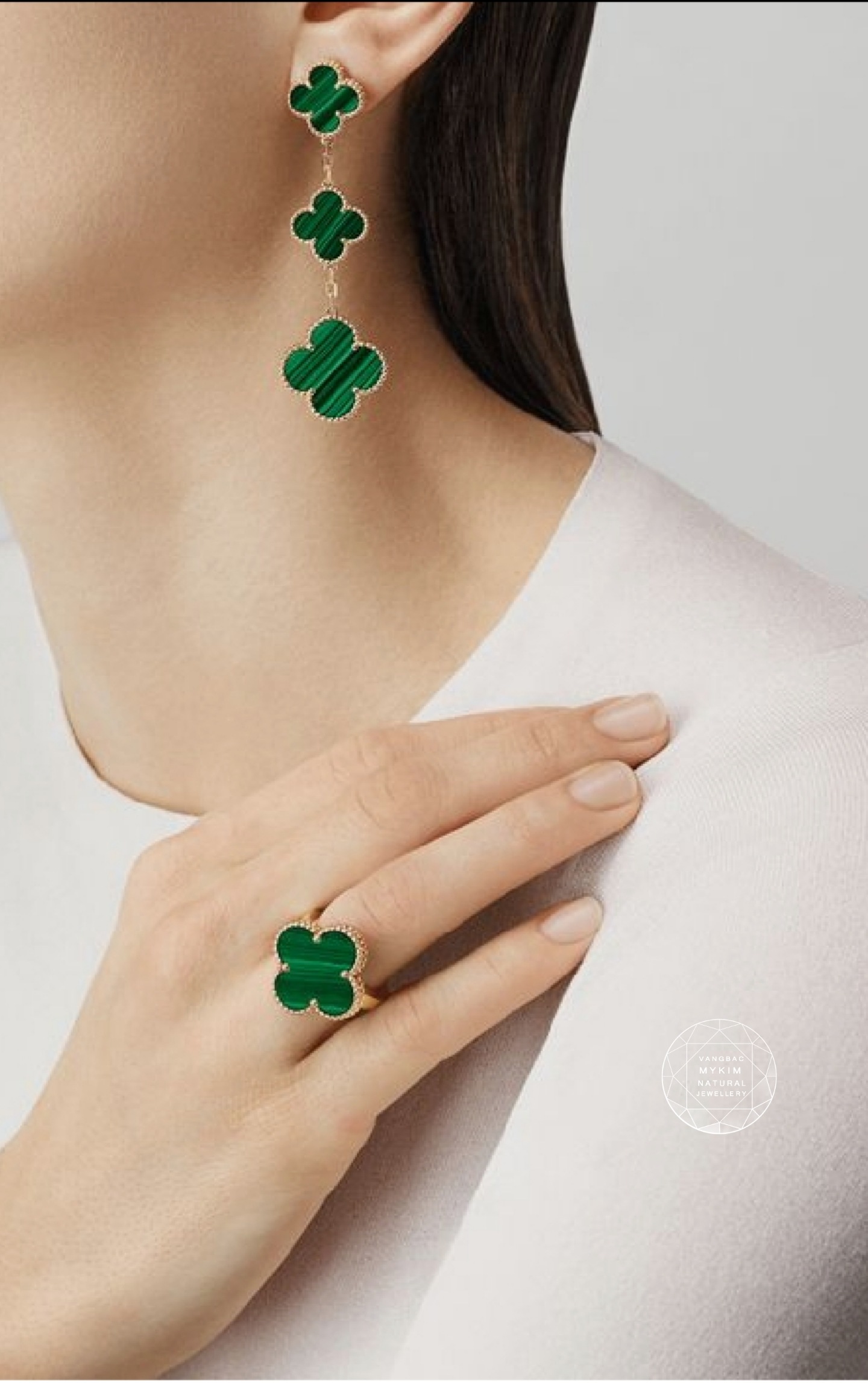 Set bộ MALACHITE ( ĐÁ LÔNG CÔNG ) - Vàng 10k - 14k - 18k