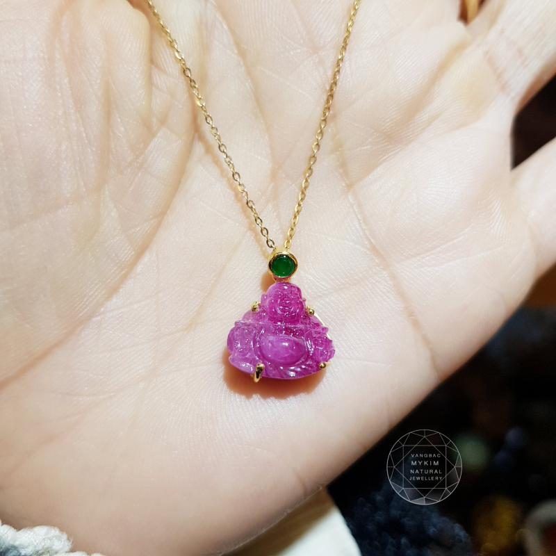 MẶT PHẬT ADIDA - RUBY + NGỌC PHỈ THÚY - BỌC VÀNG 10K - 14K - 18K