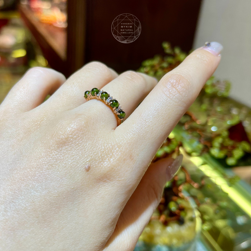 💚 Nhẫn Diopside – Vàng Hồng 10k | 14k | 18k | Tinh Tế & Thịnh Vượng