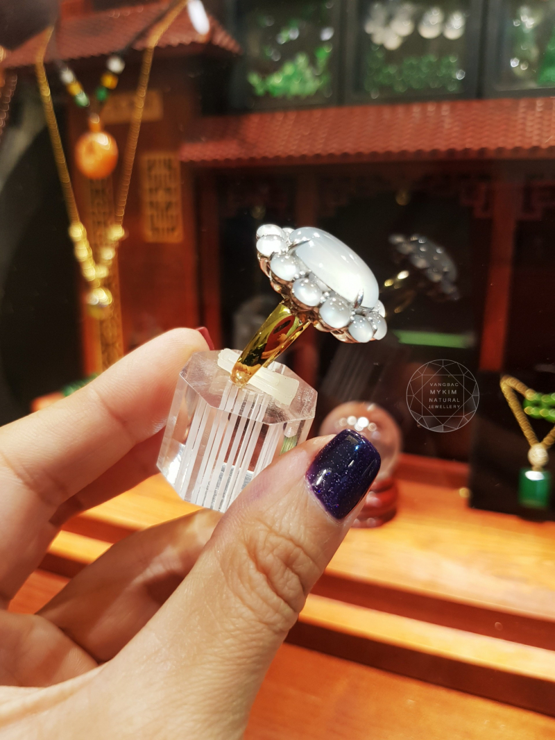 ❄️ NHẪN PHỈ THÚY BĂNG NGỌC – VÀNG 10K | 14K | 18K – PHỐI HAI MÀU