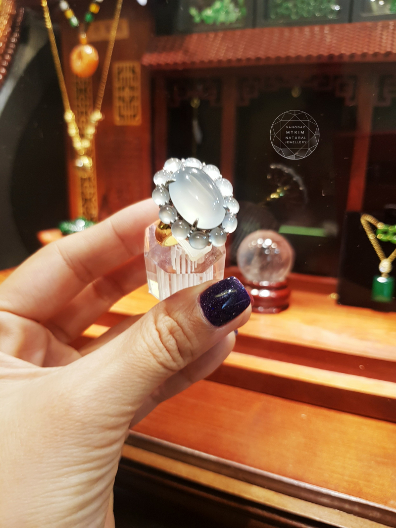 ❄️ NHẪN PHỈ THÚY BĂNG NGỌC – VÀNG 10K | 14K | 18K – PHỐI HAI MÀU