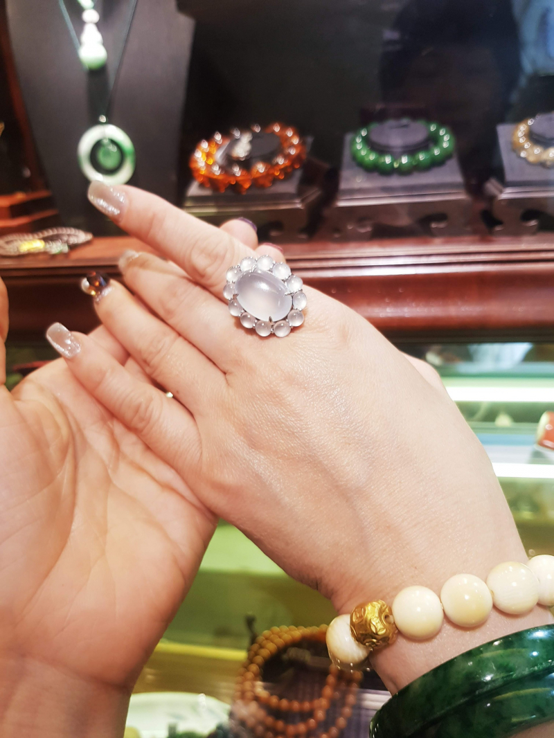 Nhẫn Phỉ Thúy Băng Ngọc - Bọc Vàng 10k - 14k - 18k