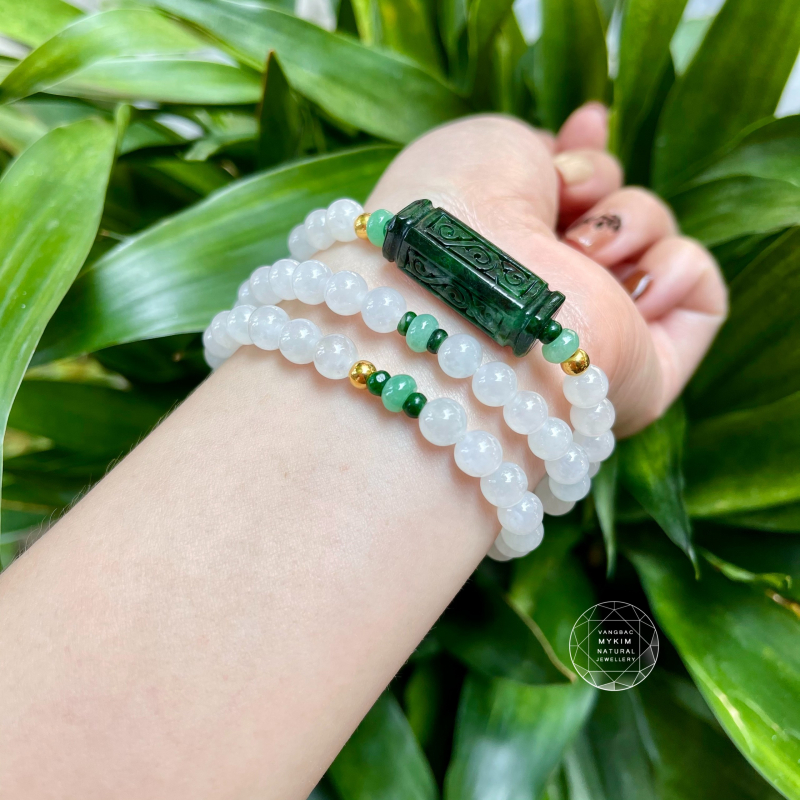 Set Vòng Ngọc Phỉ Thúy Băng Ngọc - Lu Xanh két - Mix vàng - VIP