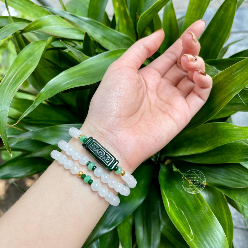Set Vòng Ngọc Phỉ Thúy Băng Ngọc - Lu Xanh két - Mix vàng - VIP