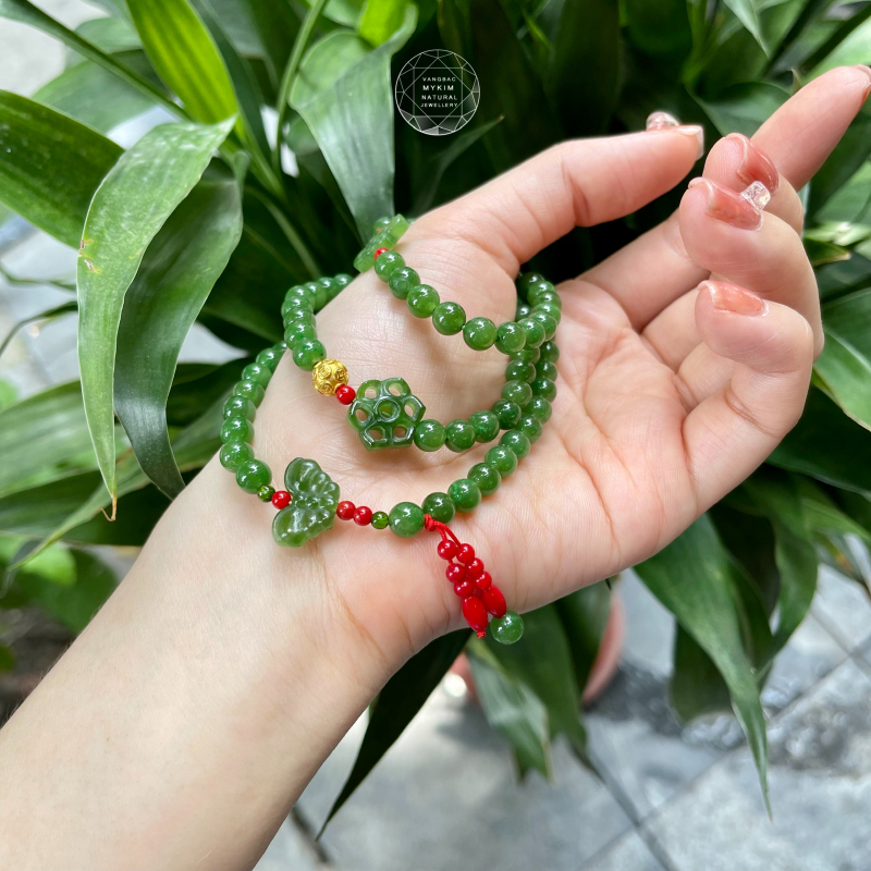💚 Vòng Ngọc Bích Nephrite Jade • San Hô Tự Nhiên & Charm Vàng  • Trang Sức Phong Thủy Cao Cấp